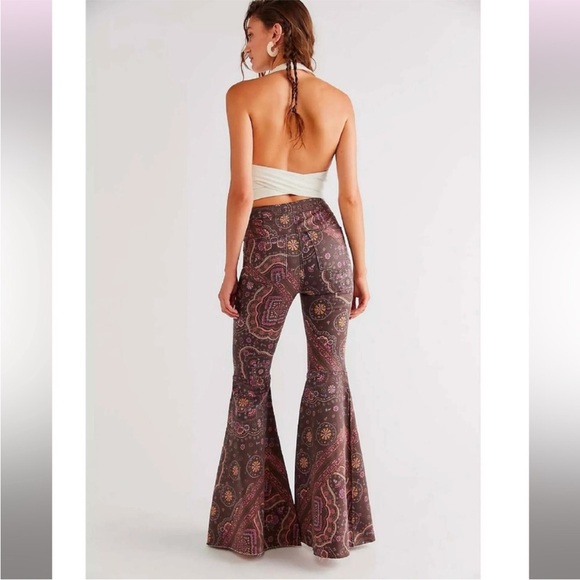 We The Free Paisley Flare Pants - Brown and Pink - Picture 3 of 3